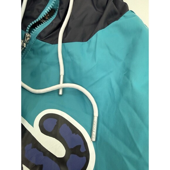 Le Tigre Hooded Quarter Zip Windbreaker Jacket Blue Black Men’s Sz Large b - Picture 8 of 9